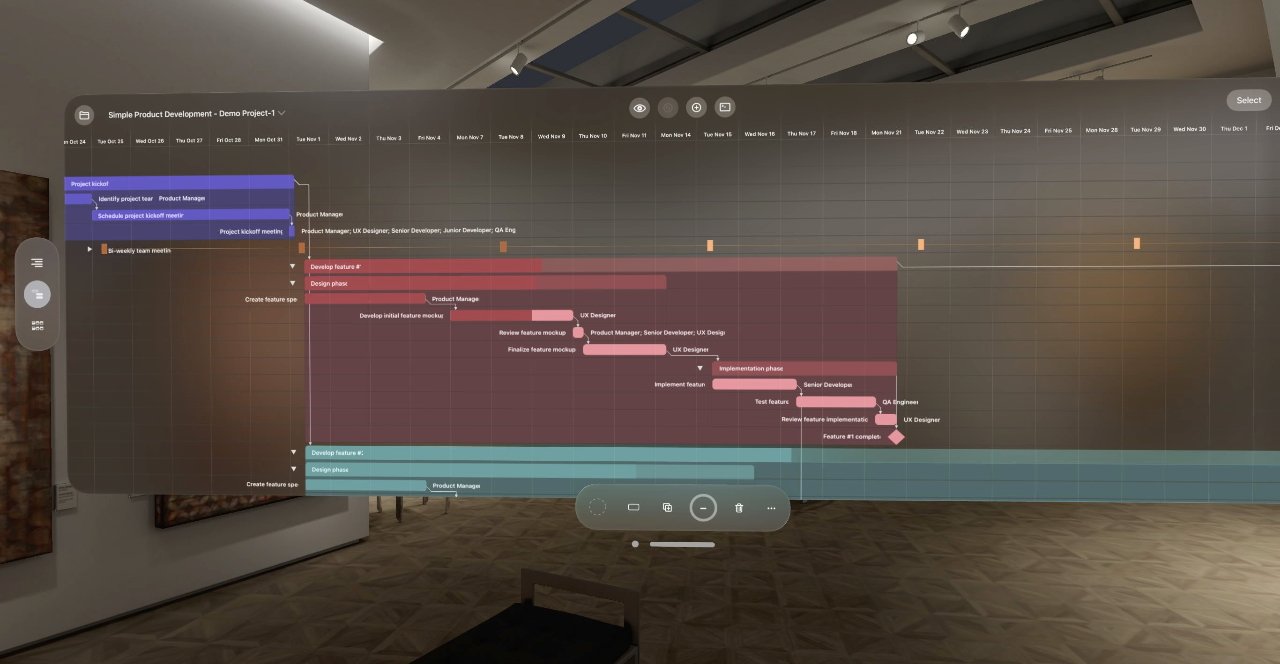 Not just a wall-sized Gantt chart in OmniPlan, but a room-sized one. (Source: Omni Group)