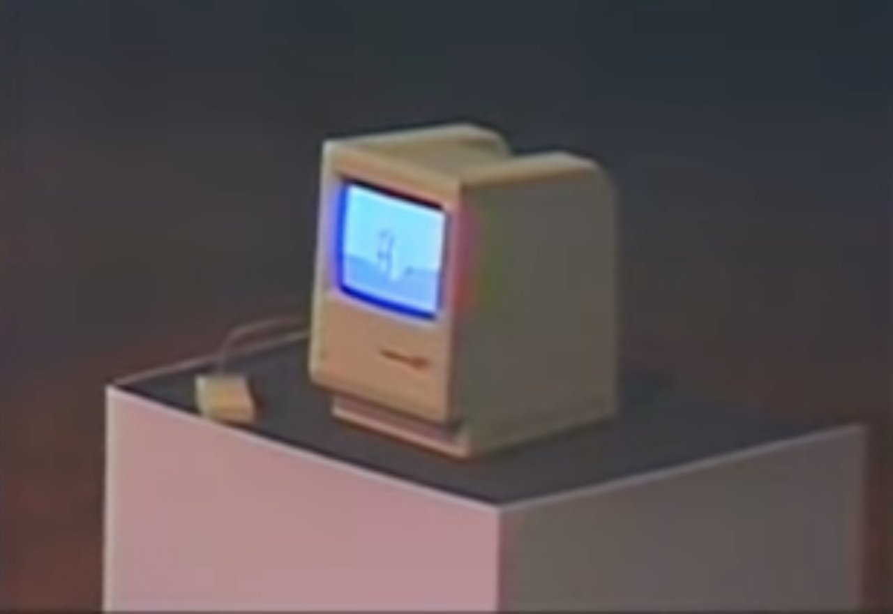 The world's first sight of the Apple Macintosh in 1984