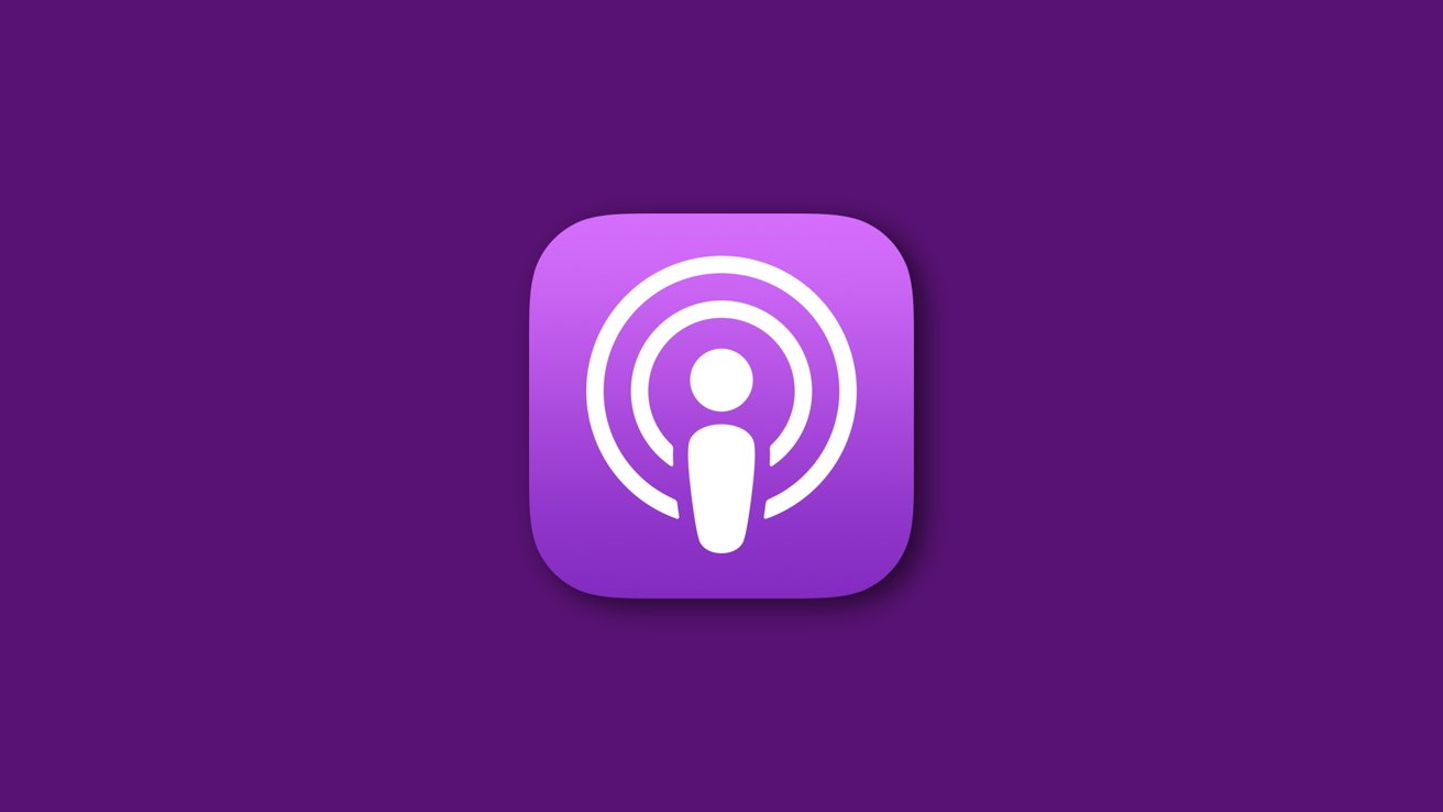 Apple Podcasts app icon on a purple background