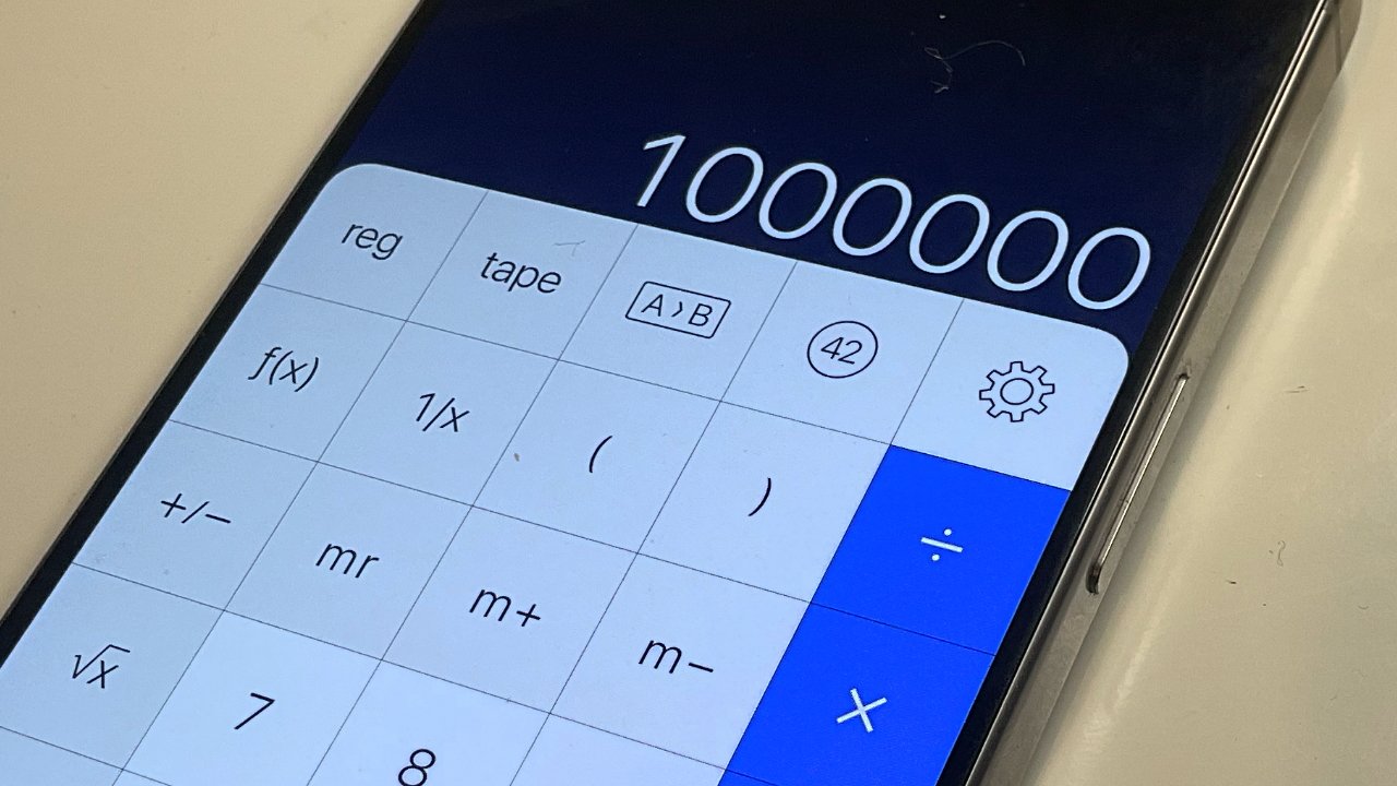 PCalc calculator app on an iPhone
