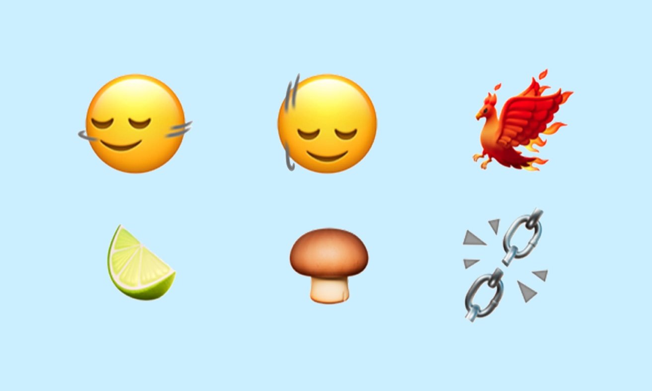 Nuevos emoji en iOS 17.4, como Fénix, hongo marrón, cadena rota, cabezas que sacuden y lima.