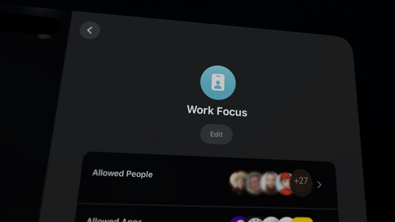 A screenshot of the Settings apps showing a work Focus Mode