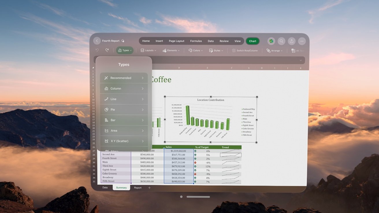 Excel on the Apple Vision Pro 