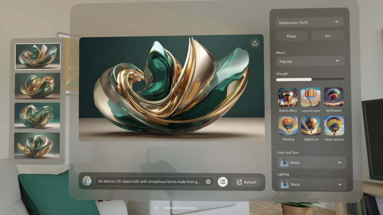 Adobe Firefly AI on Apple Vision Pro (Source: Adobe)