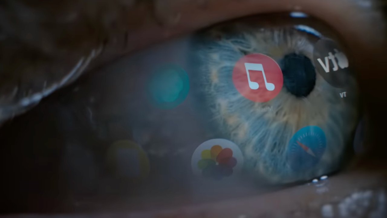 Apple Vision Pro app icons reflected in a wearer's eyes (Source: Apple)