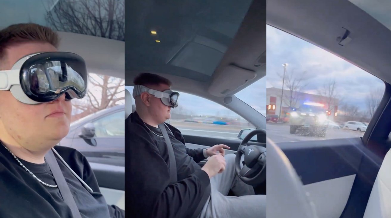 An Apple Vision Pro used while driving [x/lentinidante]