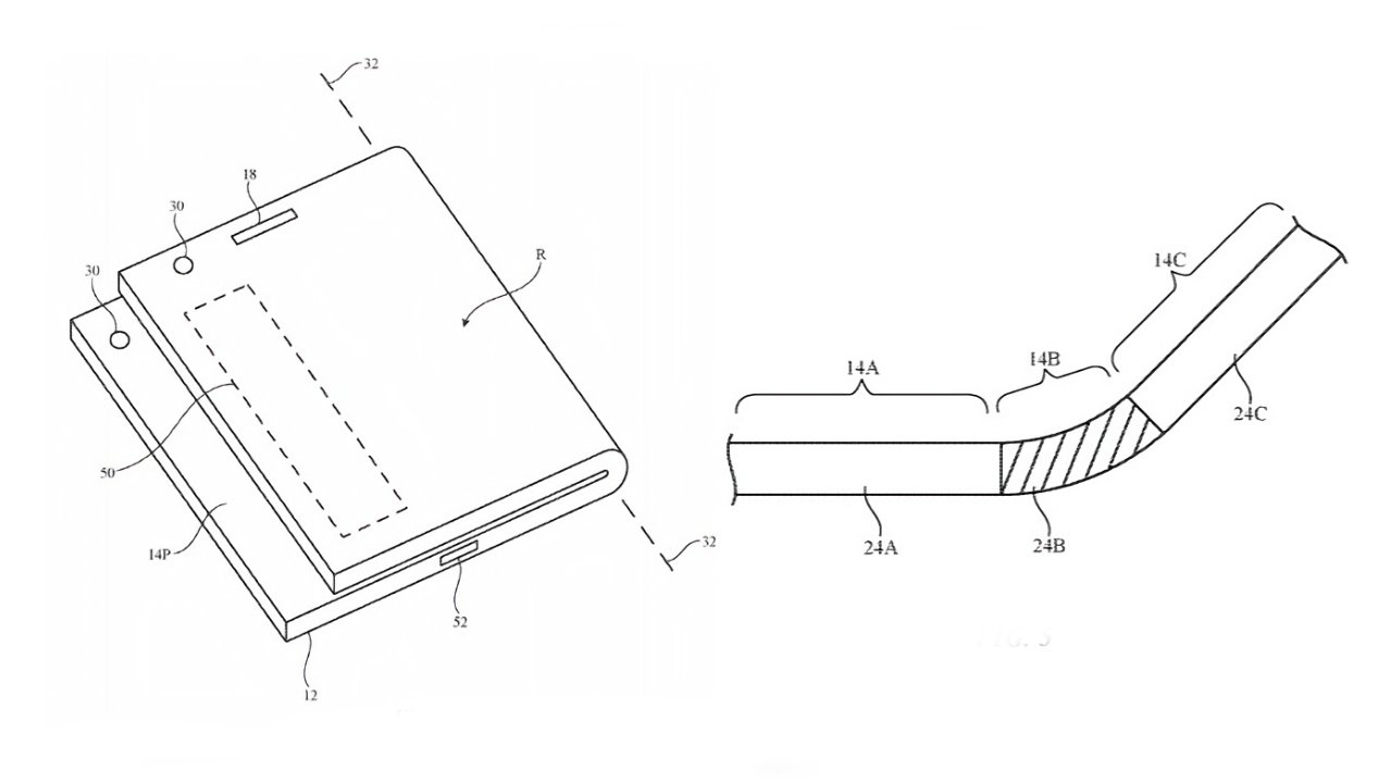 Detail from one of many Apple patents regarding foldable devices.