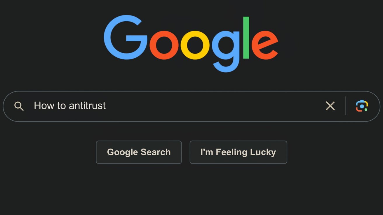 A Google search box showing the phrase 'How to antitrust'