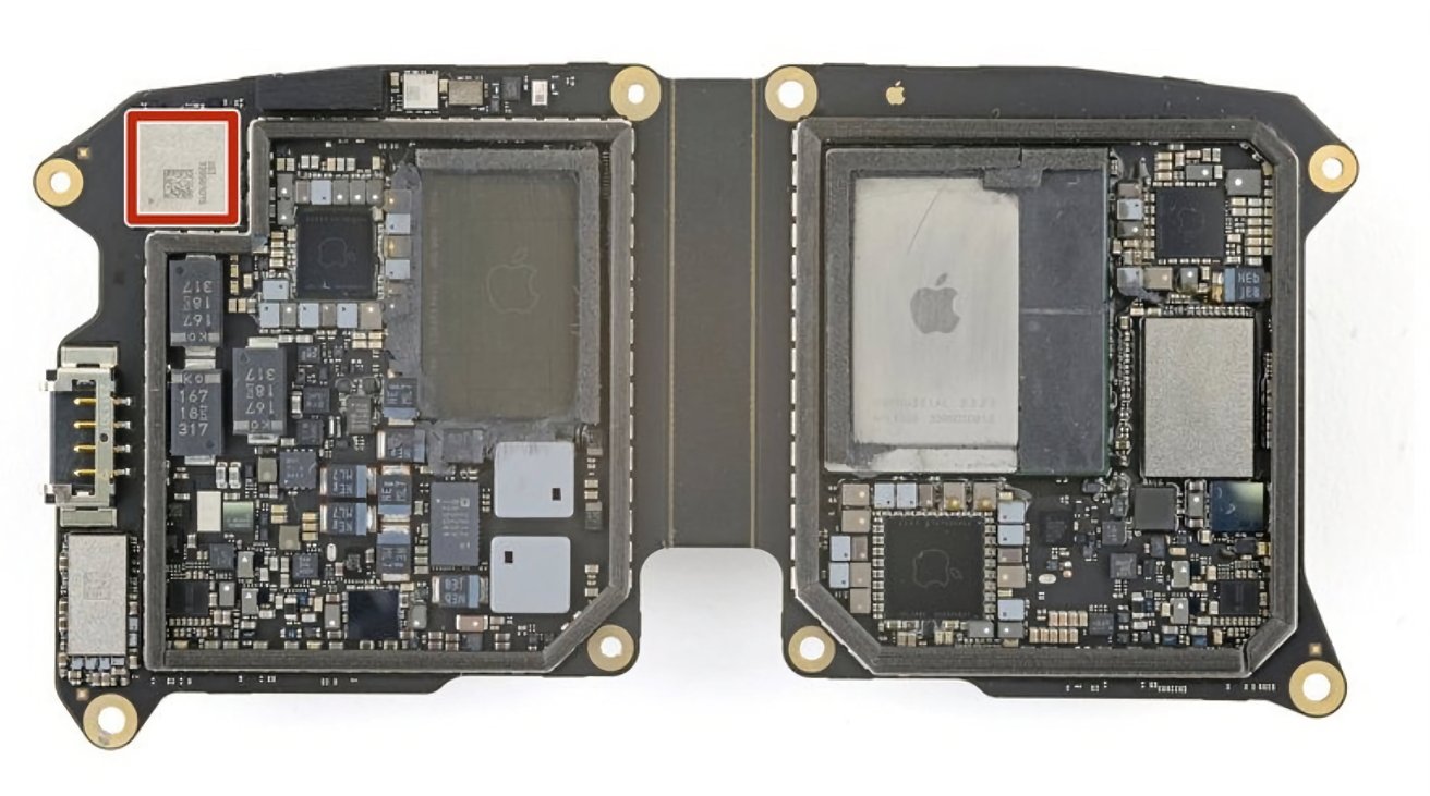 Положение чипов Bluetooth в Apple Vision Pro (iFixit)