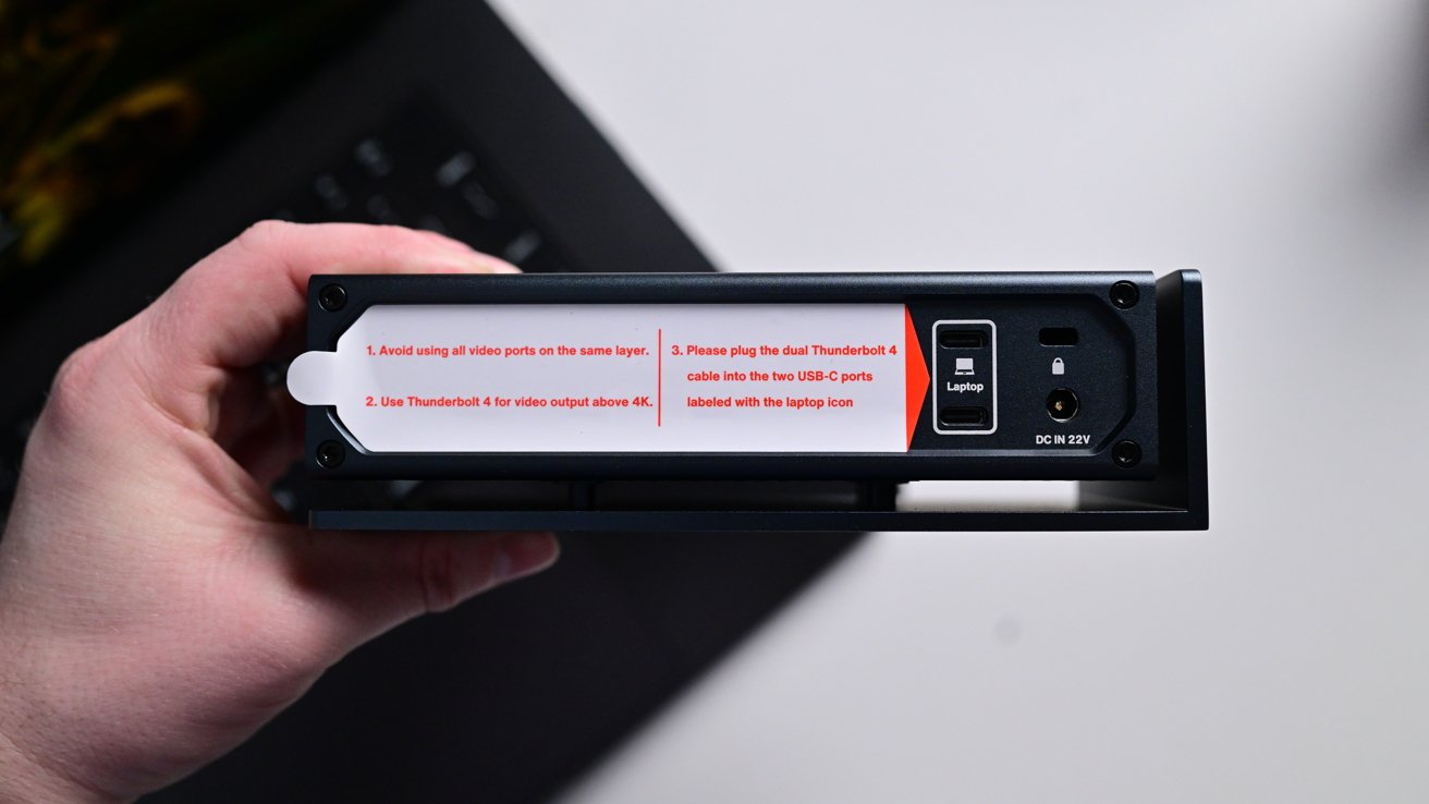 A large informational sticker on the back of the iVANKY FusionDock Max 1.