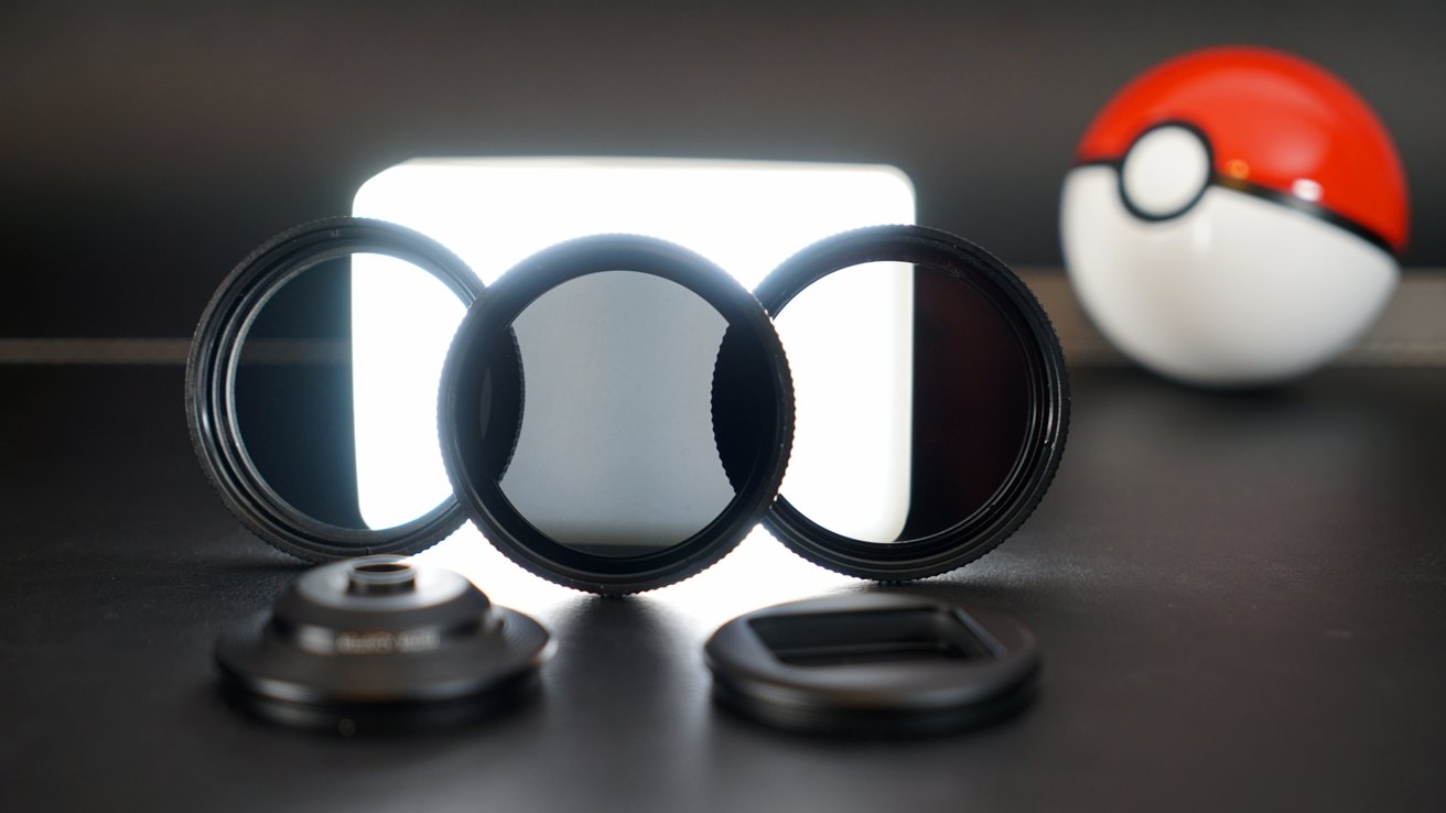 Three filters sit in front of a light showing different filtering capabilities