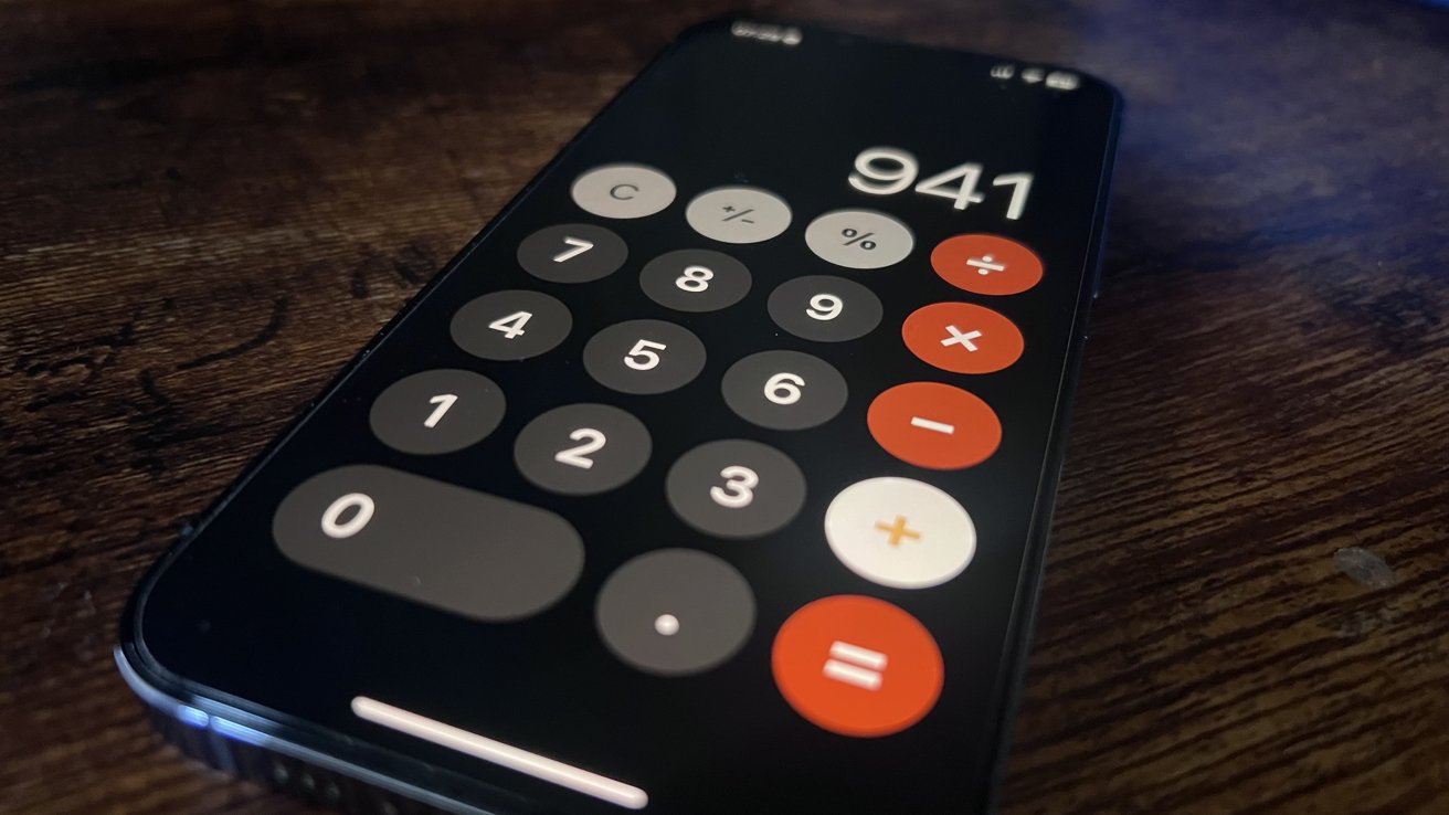 The iOS Calculator open on an iPhone