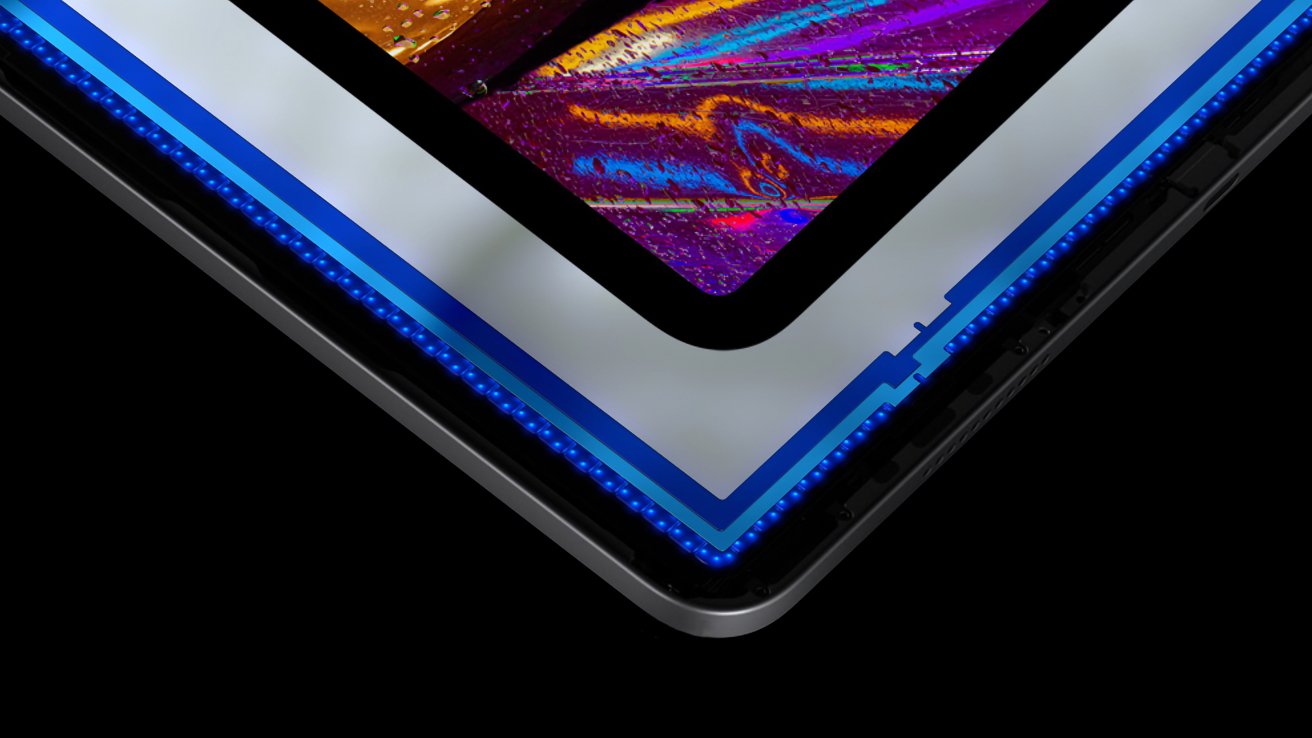 A render of an iPad Pro's many display layers