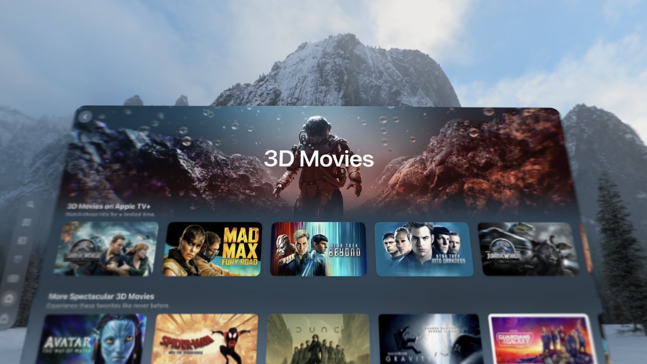 A selection of 3D movies found in the Apple TV store. Titles include