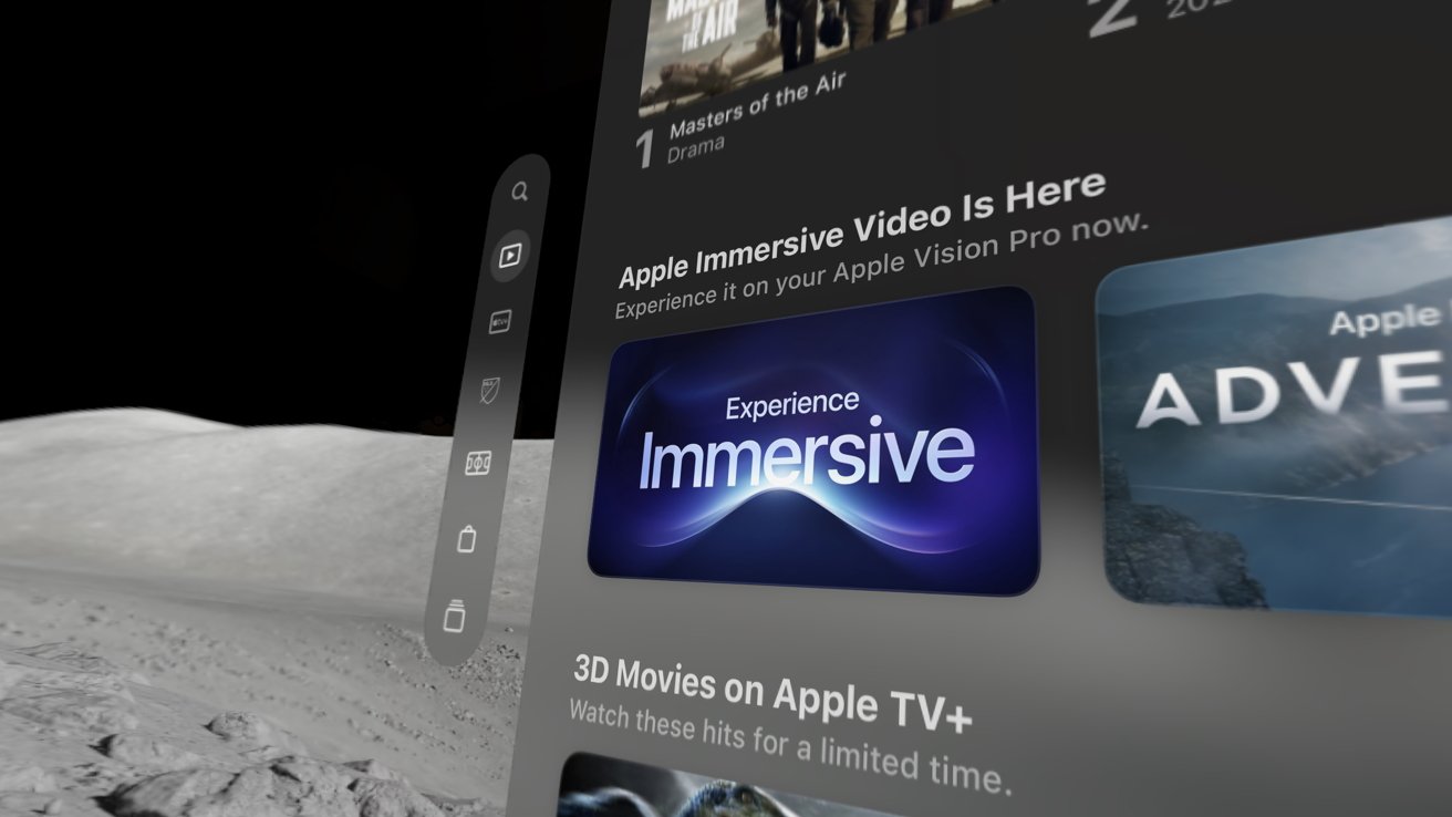 In the Apple TV app an icon for the immersive video sizzle reel called 'Experience Immersive.'