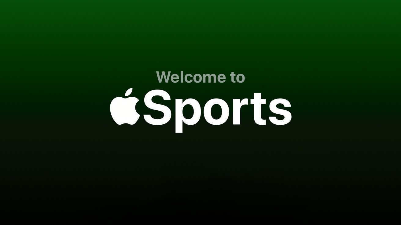 Text reading 'Welcome to Apple Sports' on a green to black gradient background