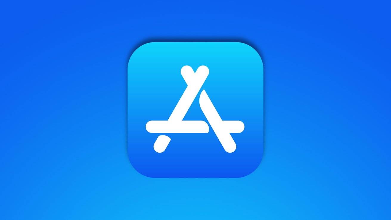 Apple's App Store icon on a blue background.