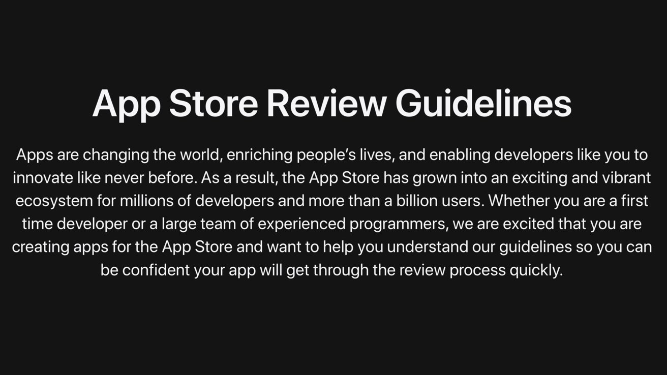 Apple's App Store Review Guidelines statement defining why the rules exist.