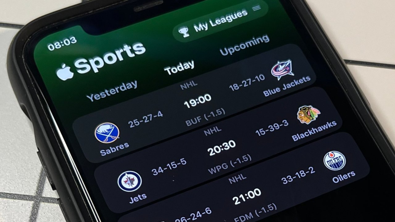 Smartphone screen displaying a sports betting app with NHL hockey game times and team matchups.