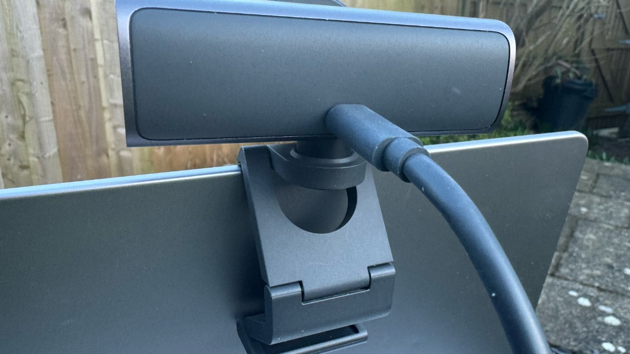 Logitech MX Brio review -- rear view of the MacBook camera mount
