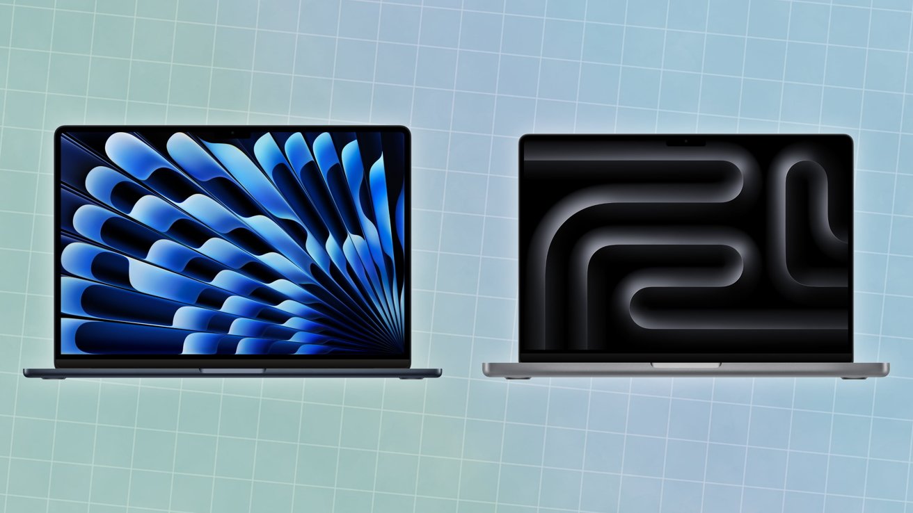 M3 15-inch MacBook Air [left], M3 14-inch MacBook Pro [right]