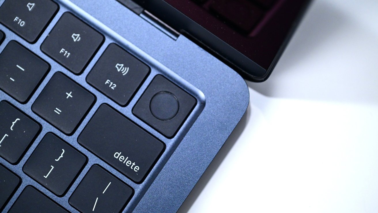A close up shot of the Touch ID button on the MacBook Air