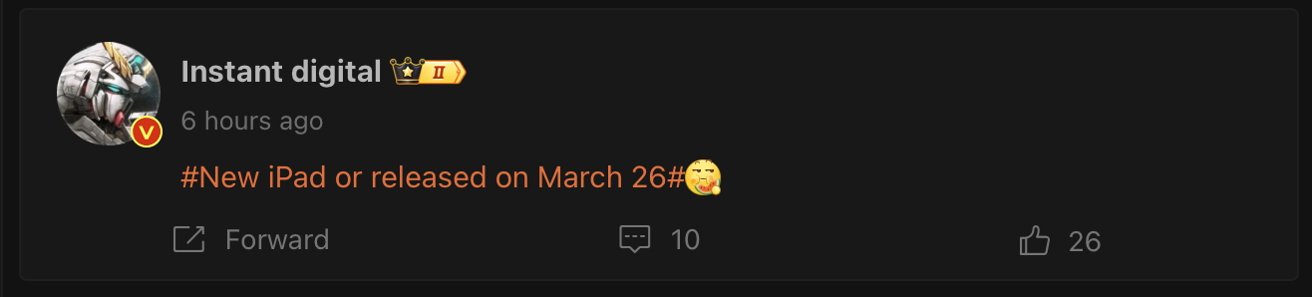A Weibo post for the March 26 iPad rumor