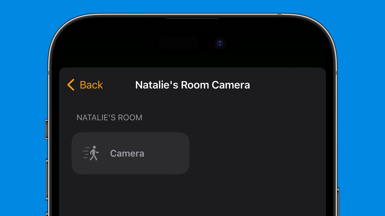 An empty view in Apple Home showing a lone camera sensor.