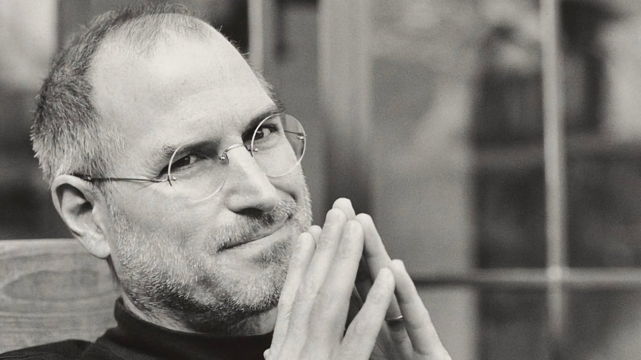 Steve Jobs in black and white