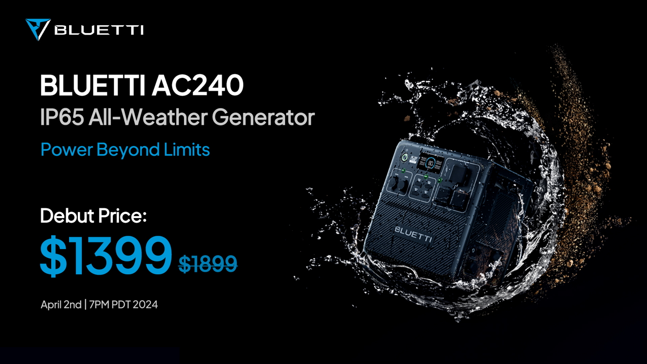 Bluetti AC240 portable power station pushes the boundaries with IP65 waterproof rating
