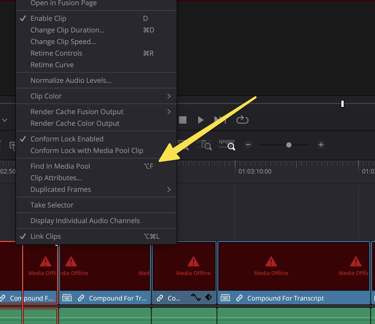 A screenshot of a video editing software interface with timelines, tool menus, and 'Media Offline' error messages on clip thumbnails.