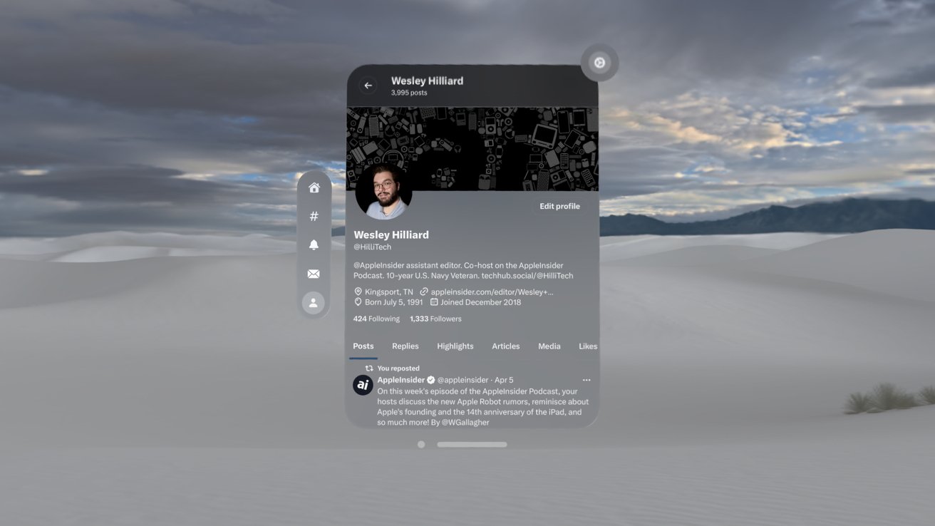 A screenshot of X in the Dusk app showing a profile for Wesley Hilliard