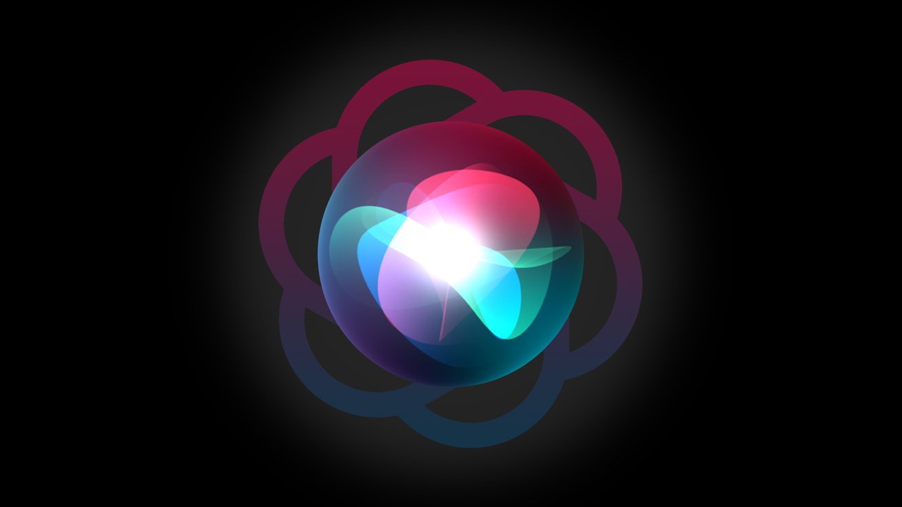 An image combining Siri's colorful sphere with the ChatGPT logo