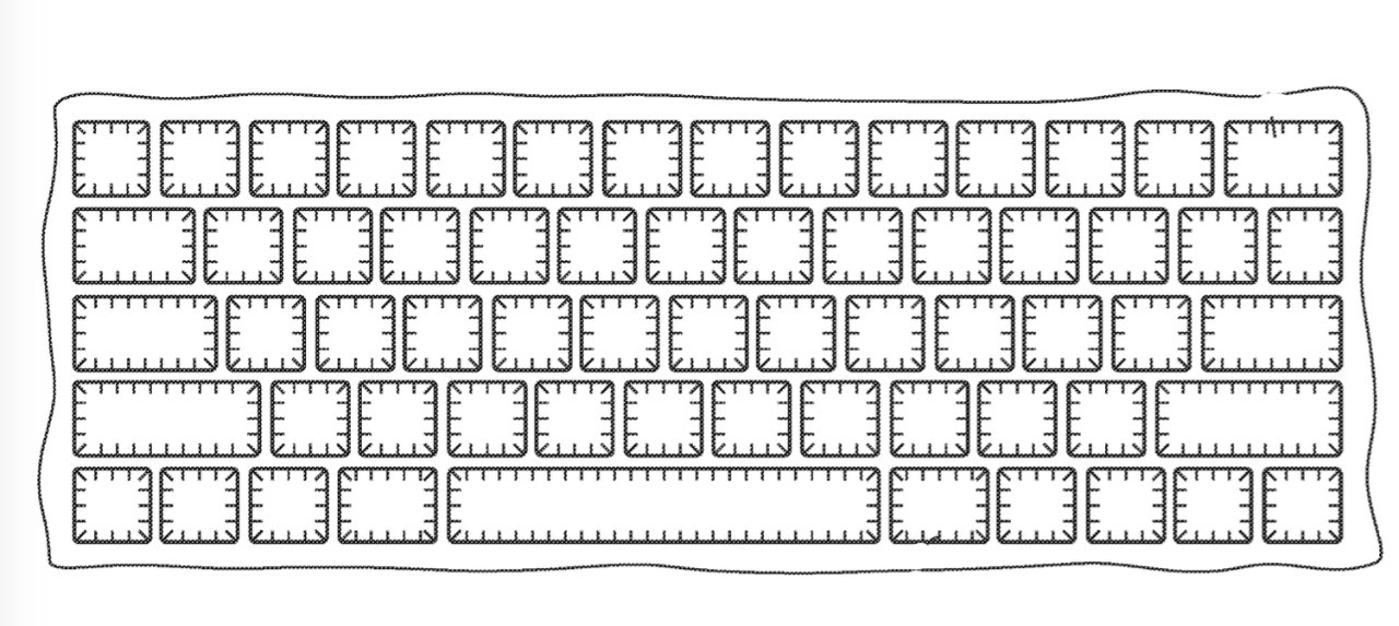 Hand-drawn illustration of many identical rectangles arranged in rows, reminiscent of stamps or tickets.