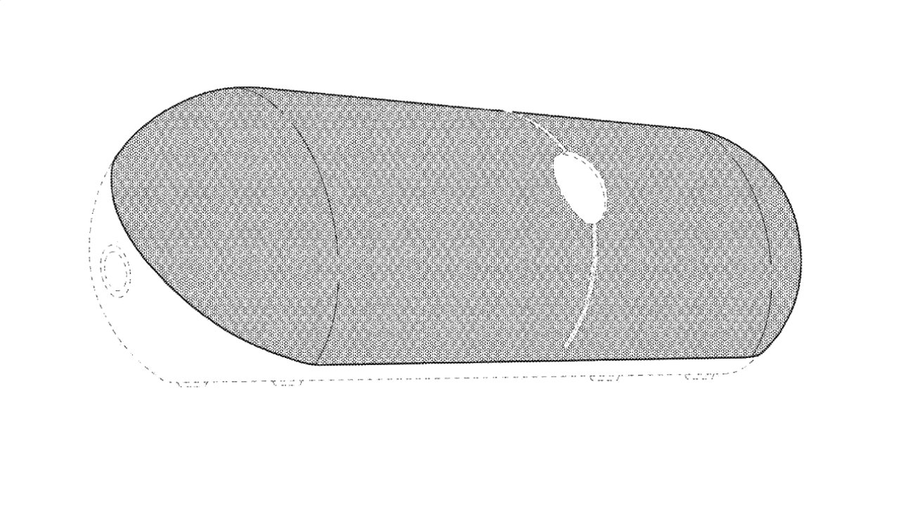 Illustration of a generic capsule pill in grayscale with dotted lines indicating dimensions.