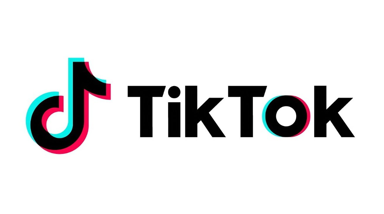 Logo of TikTok with distinctive music note and black text on a white background.