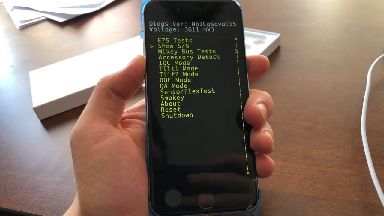 iPhone 8 running Diags - YouTube printscreen from AppleDemo's video