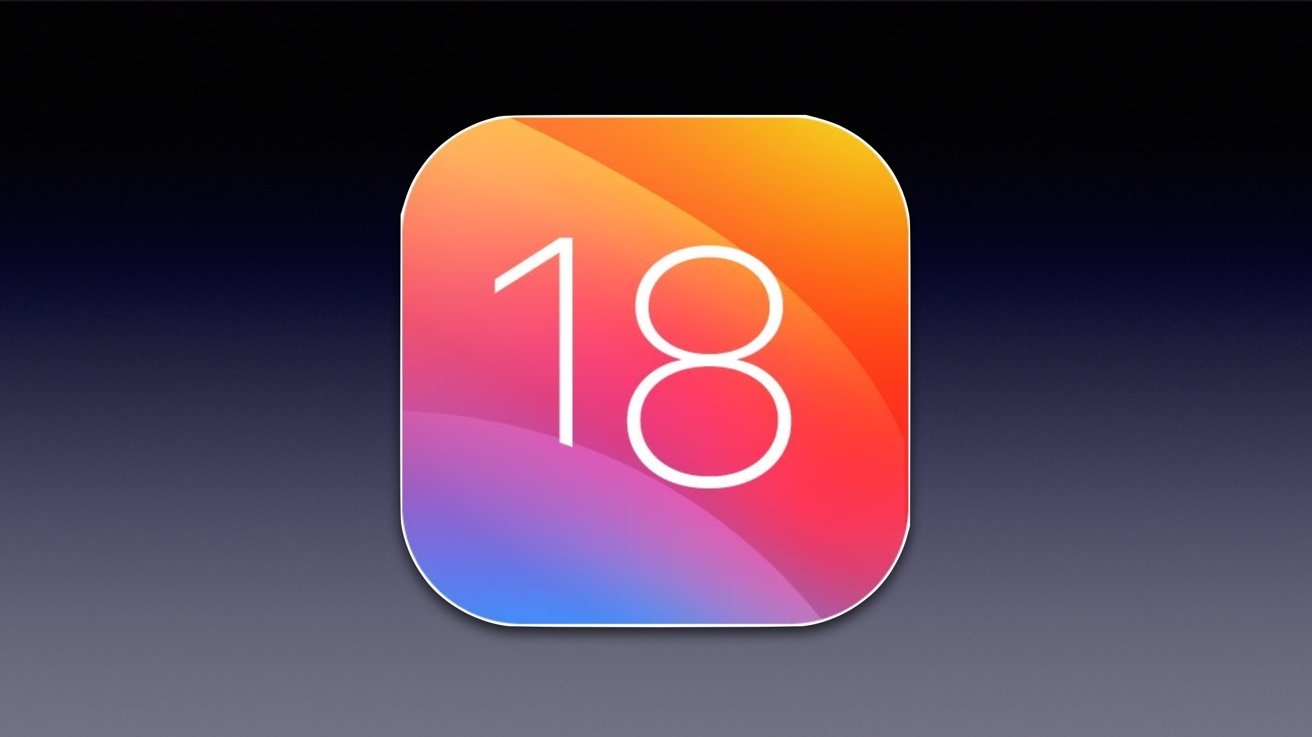 iOS 18 logo on dark background