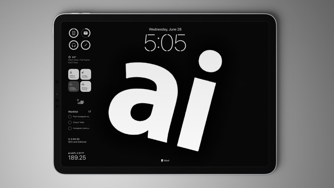 An iPad Pro Lock Screen with the AppleInsider logo 'ai' shown in large letters below the time.