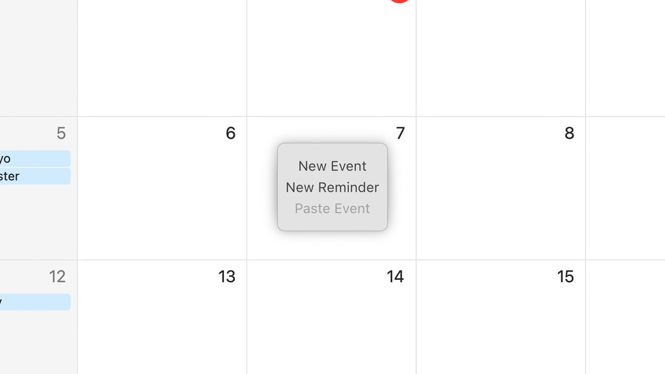 A mockup showing a right-click action in a Calendar view