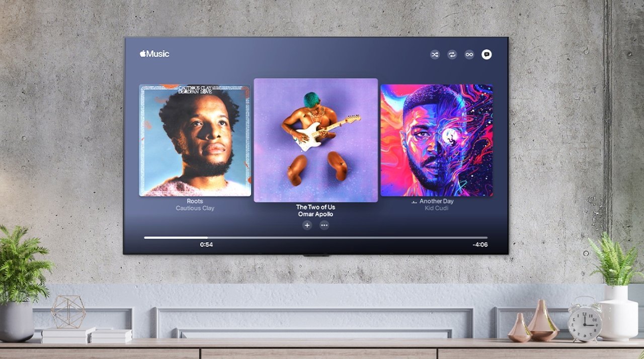 An LG Smart TV running Apple Music