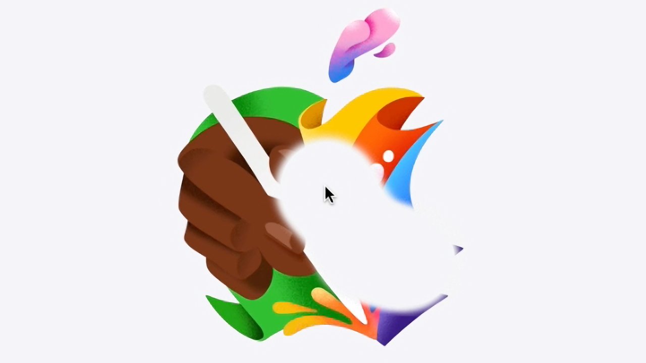 Colorful artistic rendition of an apple with a brown hand and a paintbrush, symbolizing creativity and diversity.