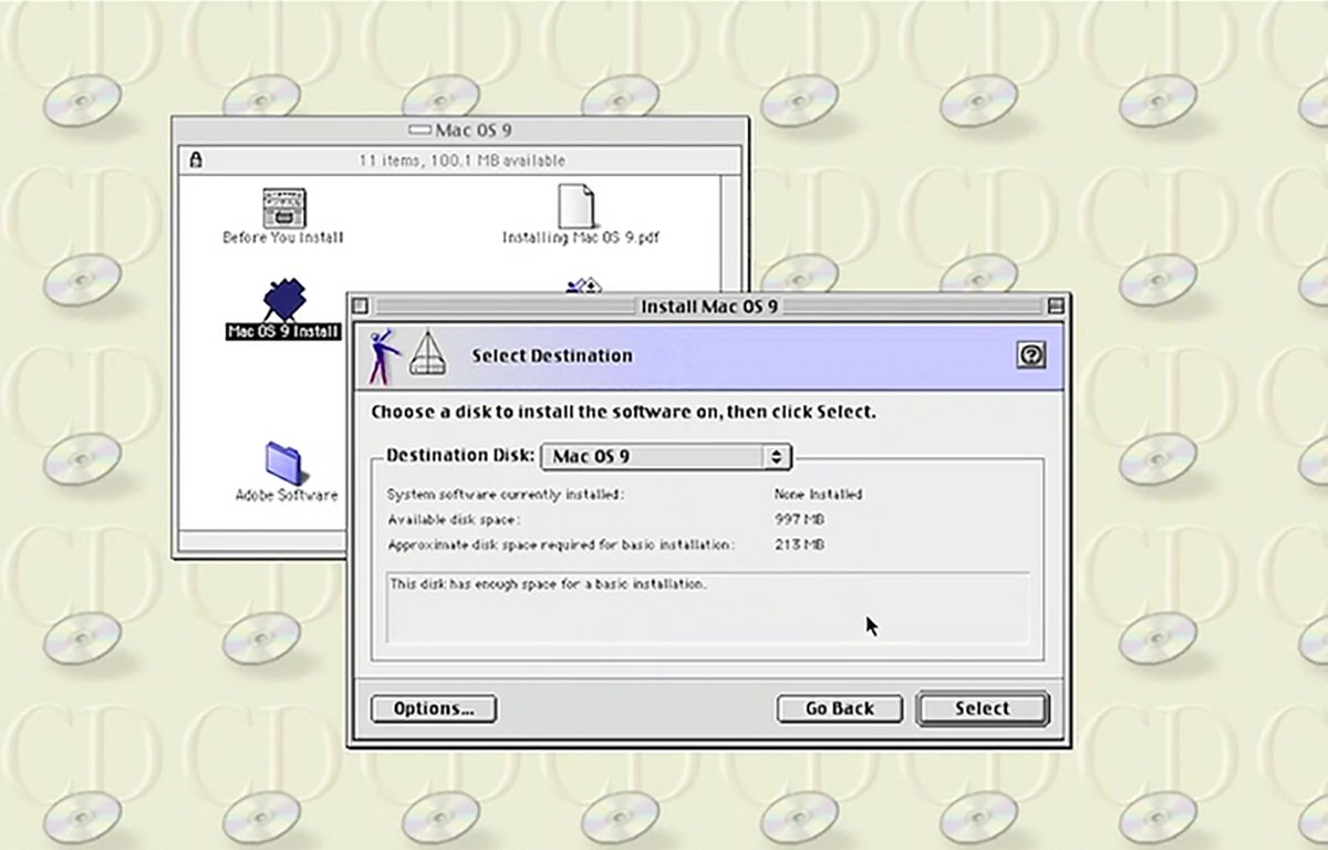 Apple's Mac OS 9 installer booted.