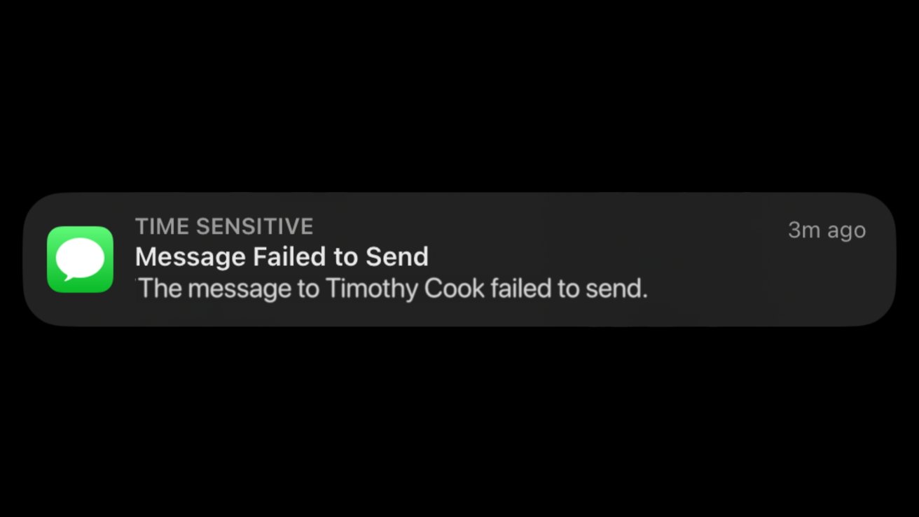 A notification for a message that failed to send