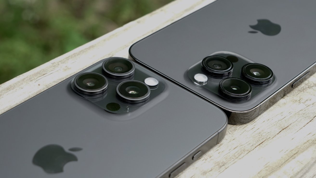 Rear cameras of the iPhone 15 Pro Max and iPhone 14 Pro Max