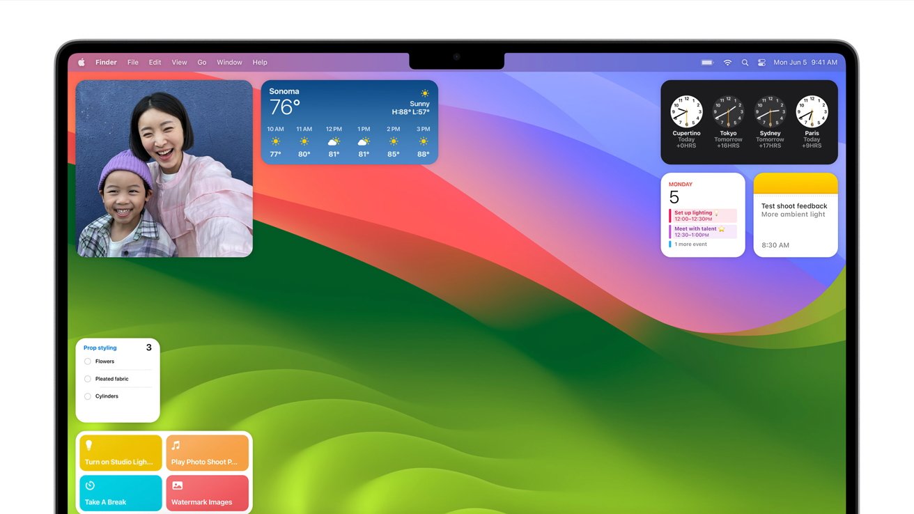 A screenshot on a MacBook showing widgets on the desktop
