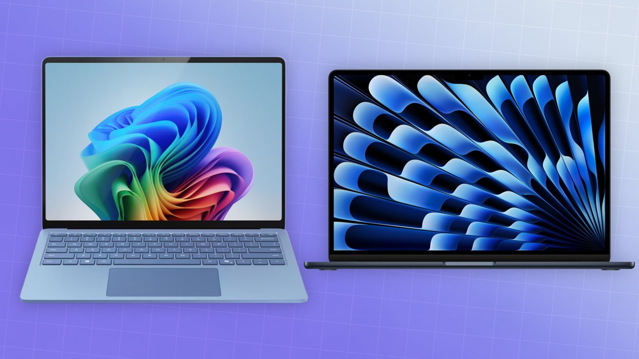 Microsoft's Surface Laptop Copilot+PC [left], Apple's MacBook Air [right]