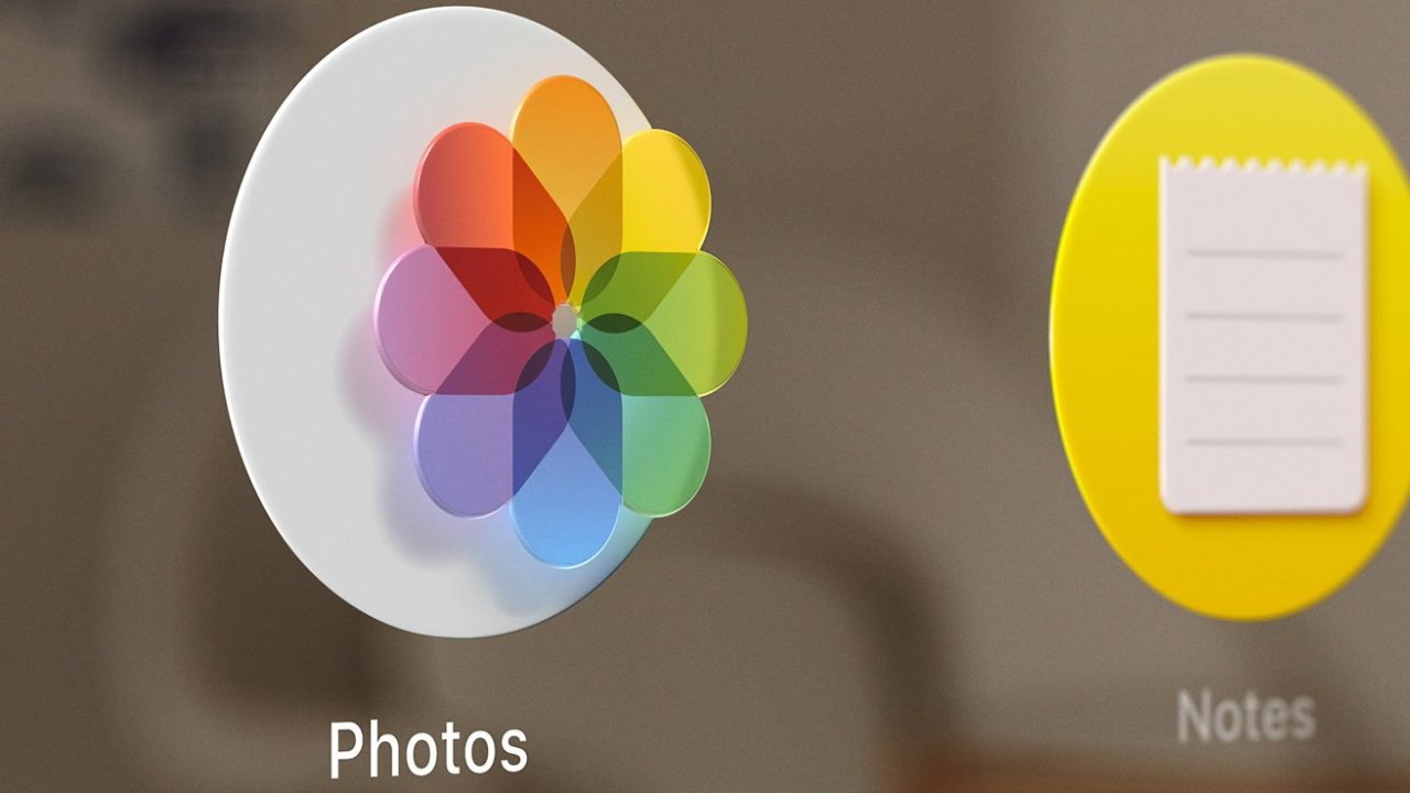 Photos app icon with a colorful flower design next to the Notes app icon with a yellow background and a white notepad.