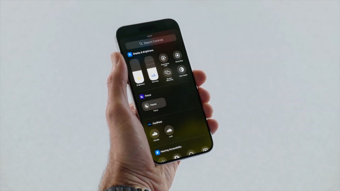 Showing all the controls that can be added to Control Center
