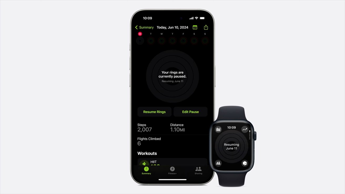 Pause streaks with watchOS 11 on iPhone and Apple Watch